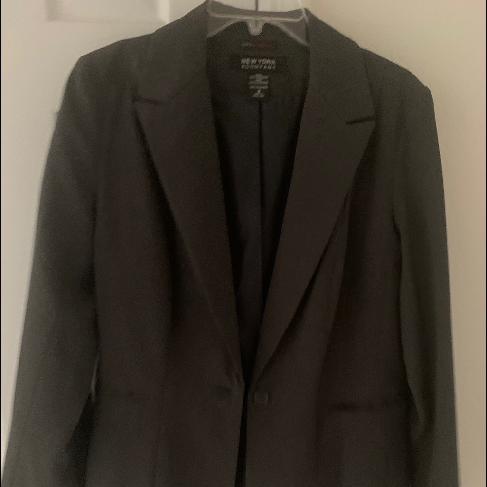 Gray lined blazer.